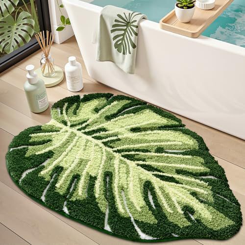 Leaf-Shaped Plush Bath Mat