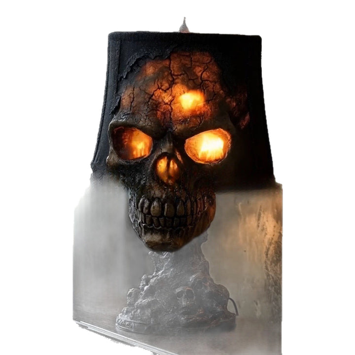 Gothic Skull Table Lamp with Flickering LED Eye Effects and Weathered Shade