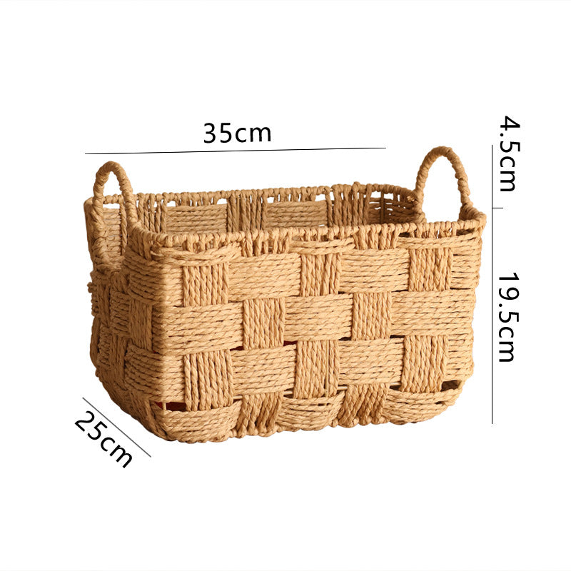 Structured storage basket made of natural material