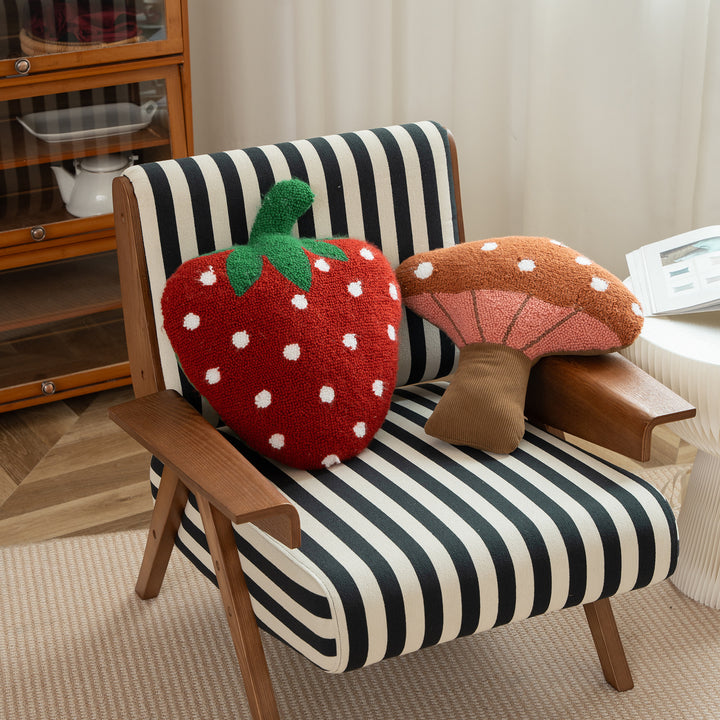Cactus decorative pillow made of cord fabric with hand-stitched spikes and soft filling