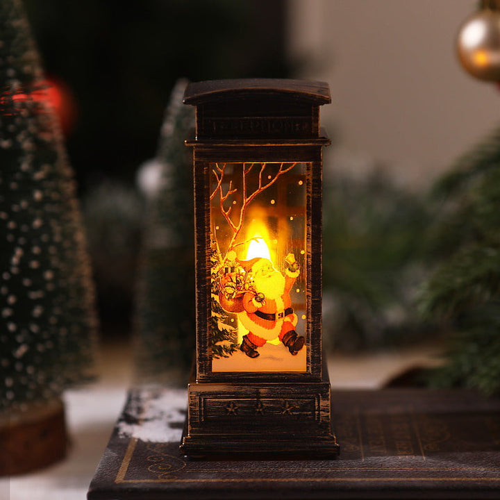 Nostalgic LED Christmas lantern with movable Santa motif