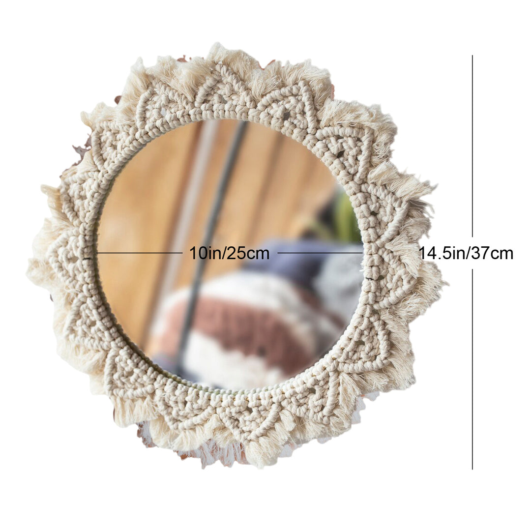 Macrame Wall Mirror with Fringe Detailing