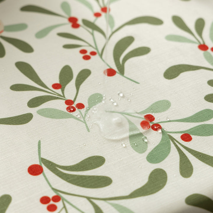 Festive rectangular tablecloth with mistletoe and Christmas ornament motif