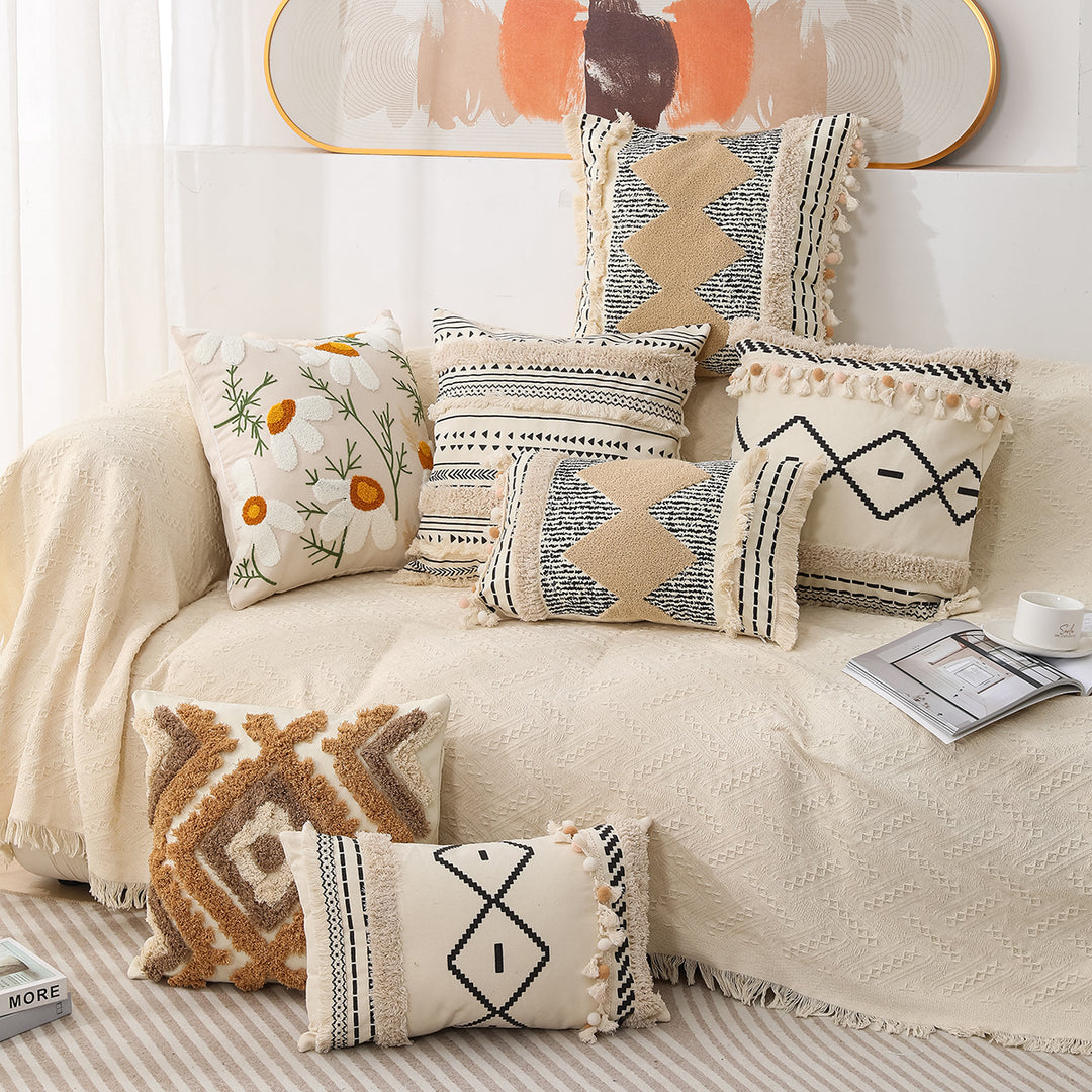 Decorative Tufted Geometric Throw Pillow