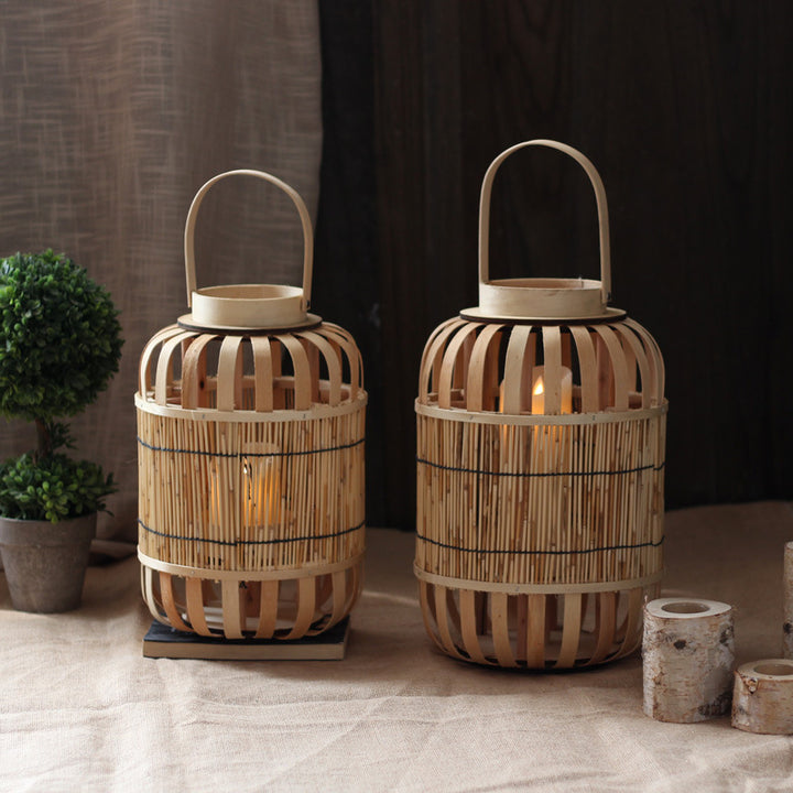 Handcrafted lantern made of bamboo and metal
