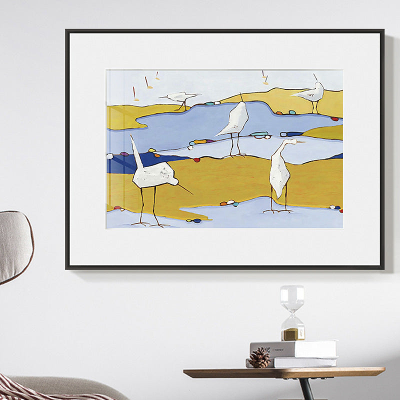 Framed Abstract Coastal Bird Artwork