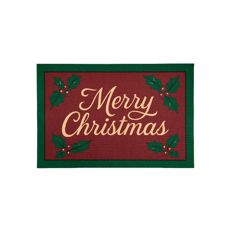 Christmas doormat with lettering and holly motif
