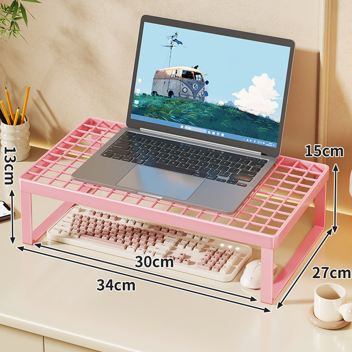 Elevated Mesh Laptop Stand Riser with Under-Keyboard Storage