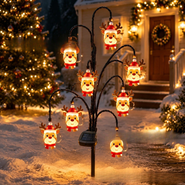 Outdoor Solar-Powered Reindeer LED String Light Garland