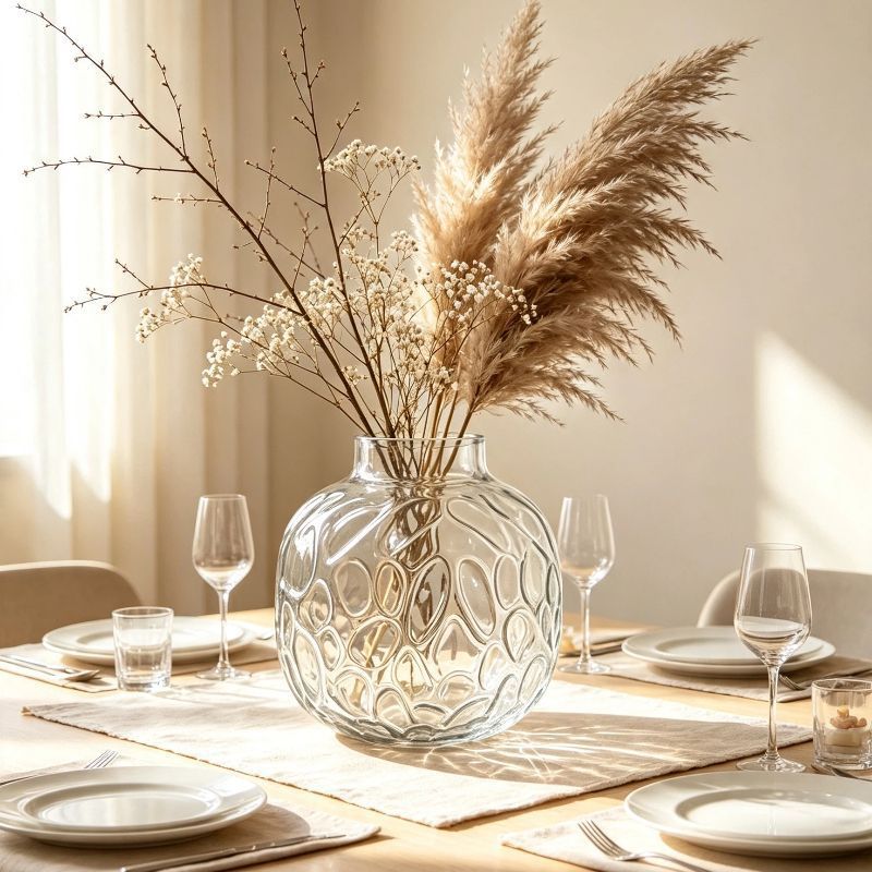 Decorative Textured Glass Flower Vase