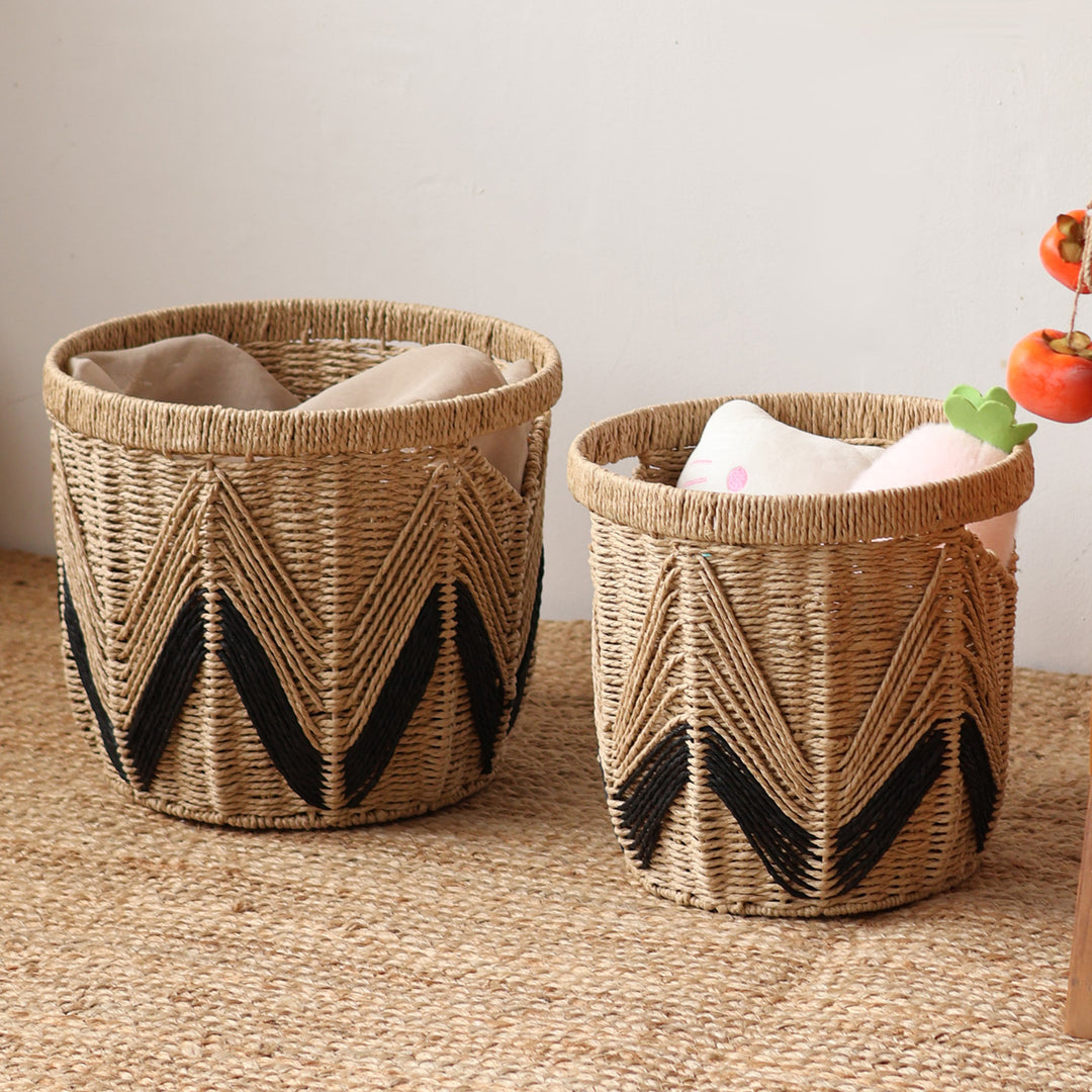 Decorative basket with graphic pattern