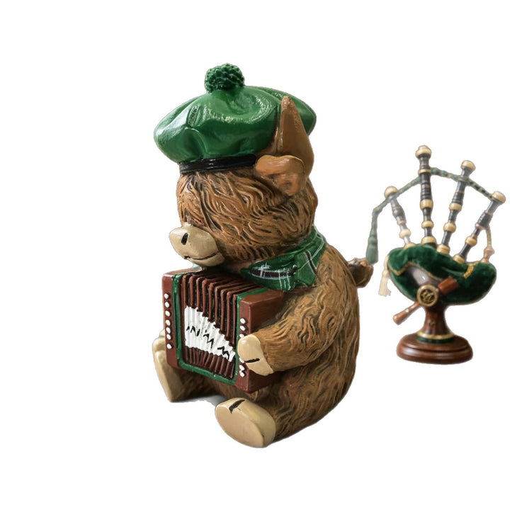 Decorative Highland Cattle Figure with Accordion