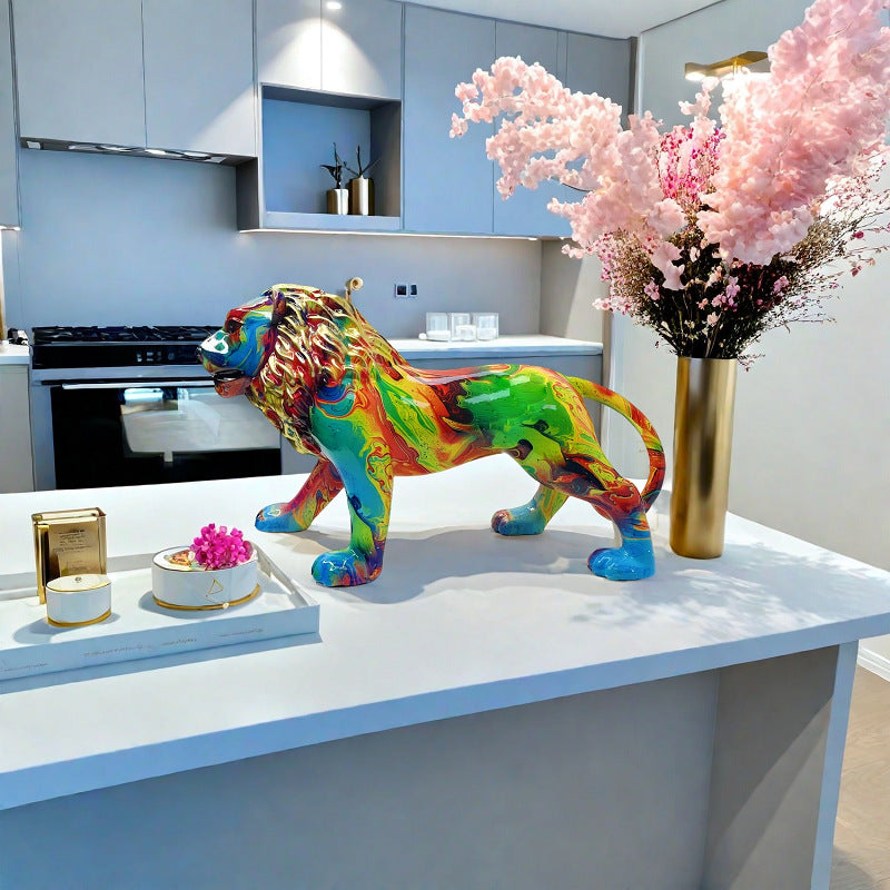 Artistically designed lion figure