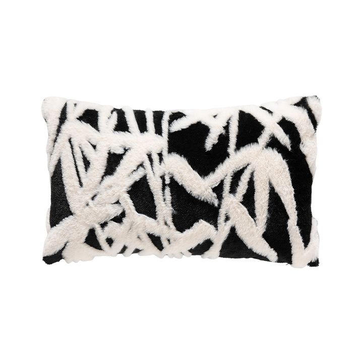 Rectangular faux fur decorative cushion with wavy plush surface