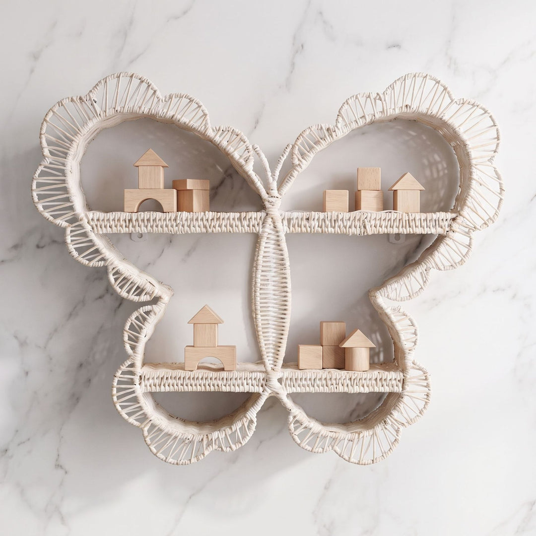 Playful wall shelf in butterfly design