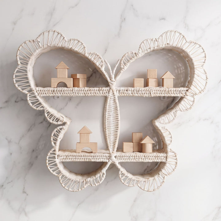 Playful wall shelf in butterfly design