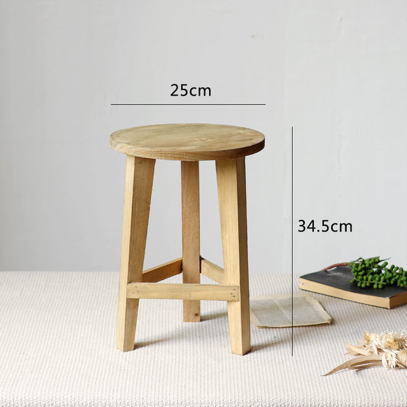 Rustic stool made of solid wood