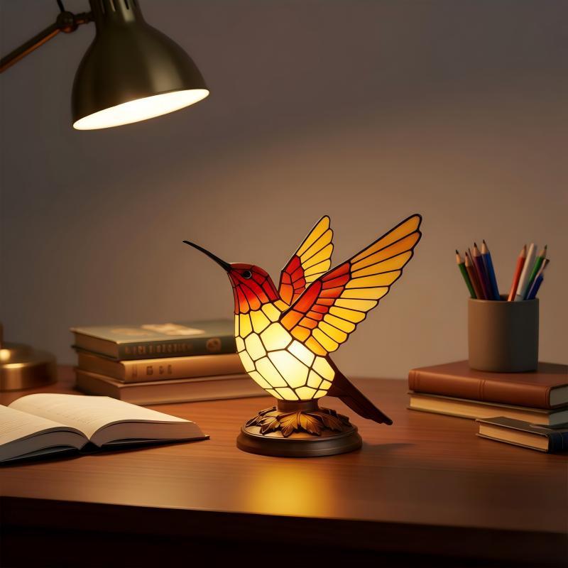 Decorative table lamp in the shape of a hummingbird