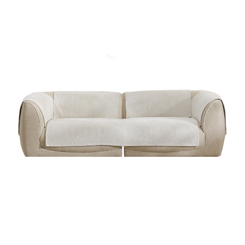 three-seater sofa with removable jacquard protective covers and curved armrests