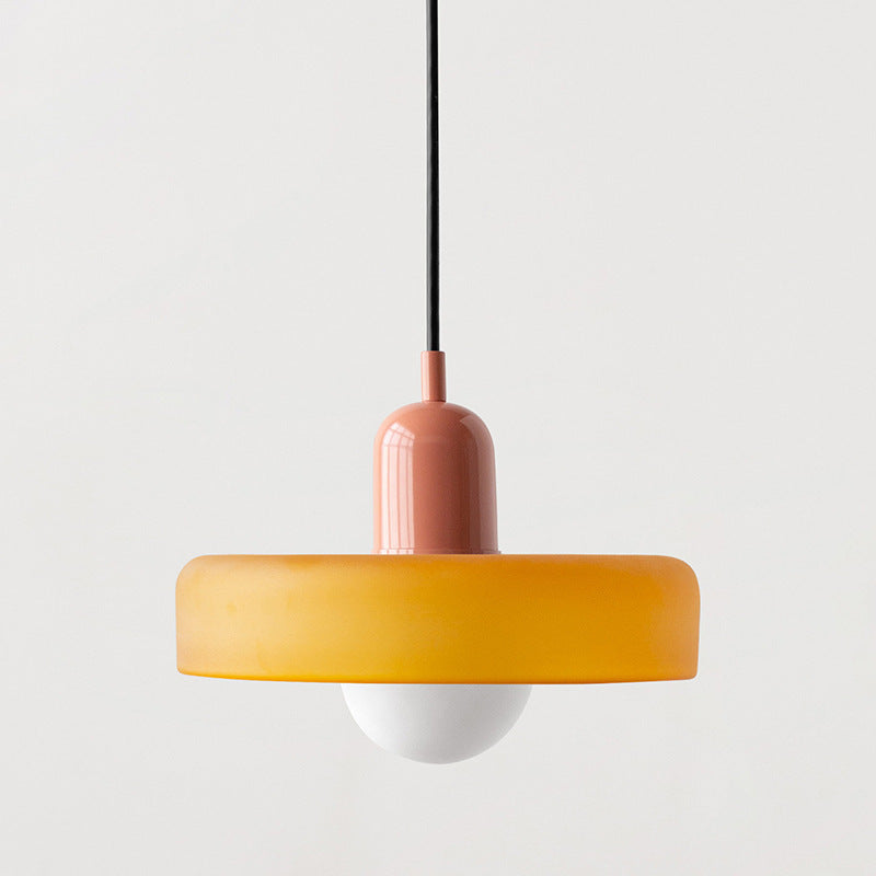 Minimalistic ceramic pendant lamp with layered bell shade