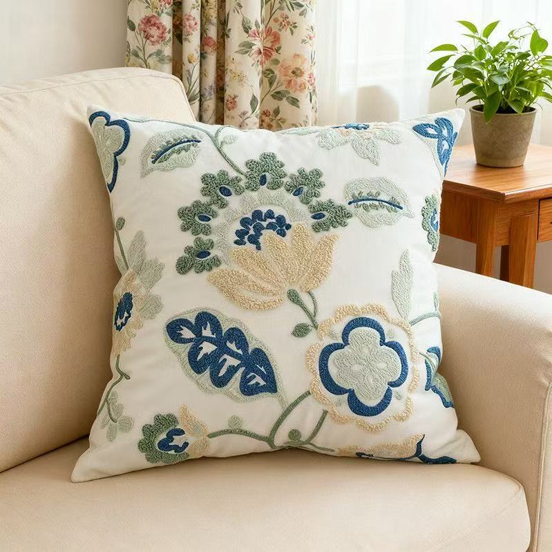 Embroidered Floral Cushion