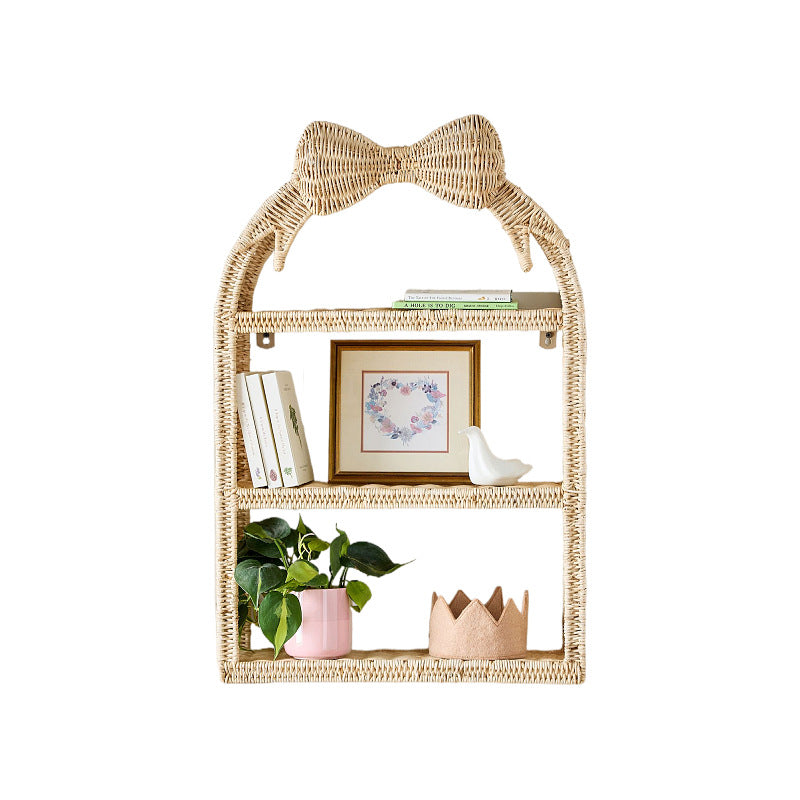 Basket shelf with bow motif
