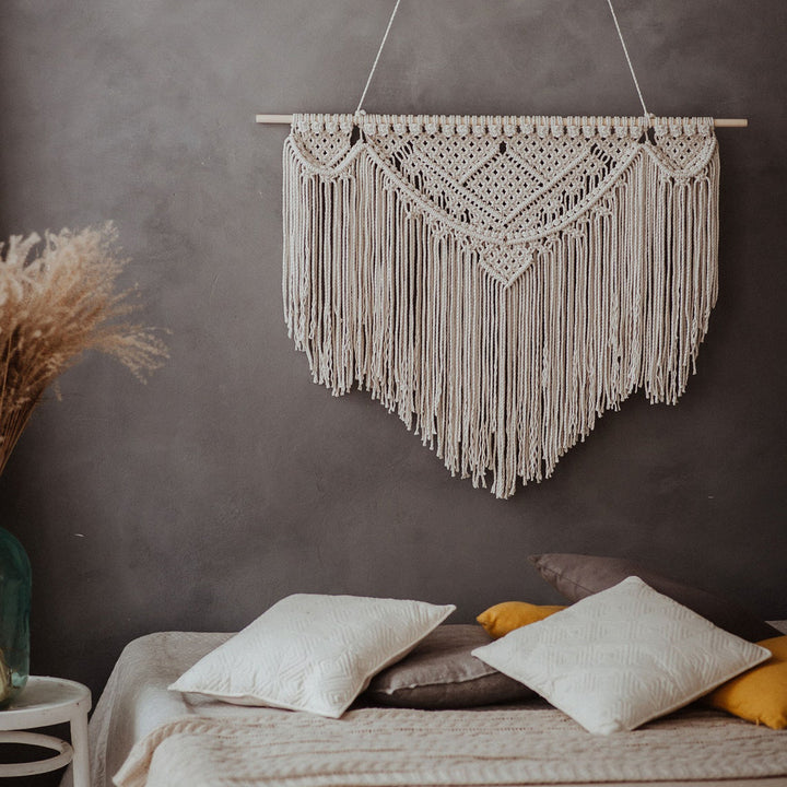 Macrame Wall Tapestry with Artistic Fringes