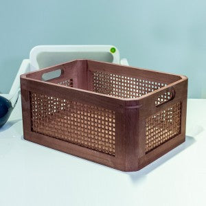 Practical storage basket made of wood