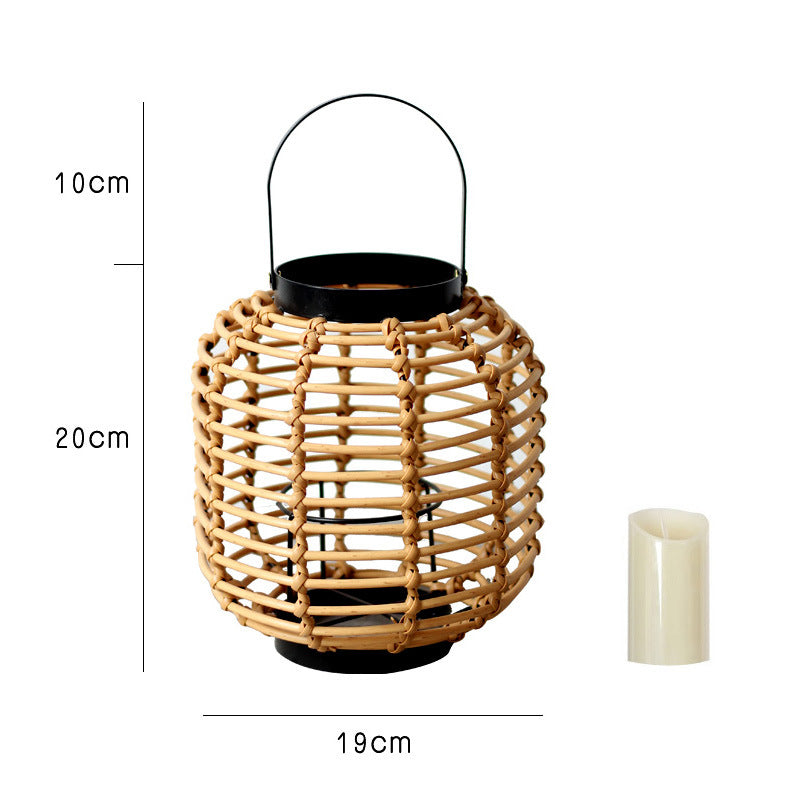 Decorative lantern made of braided rattan