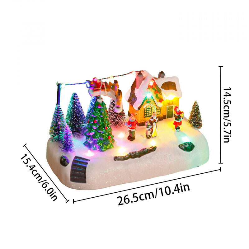 Shopping center Christmas village with luminous figures