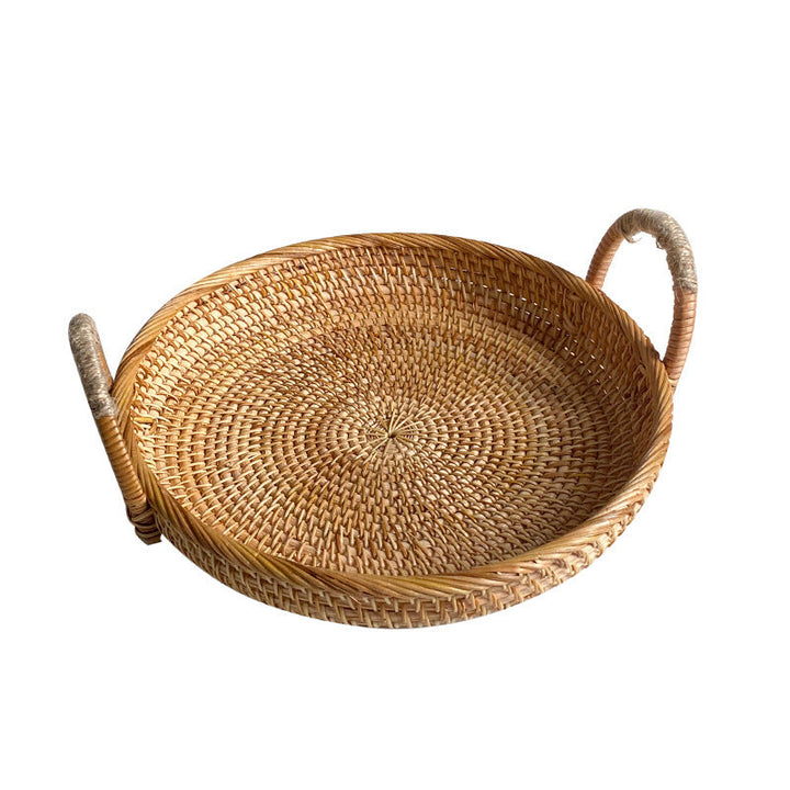 Handwoven storage basket with sturdy handles