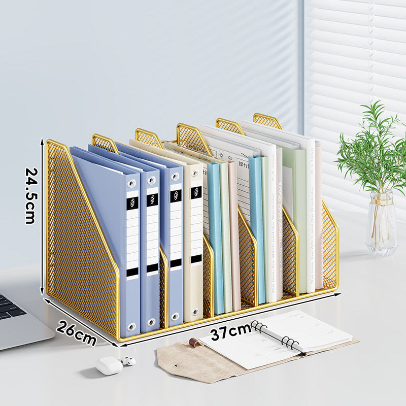 Mesh Desktop Vertical File and Folder Organizer Rack with Wide Slots and Non-Slip Base