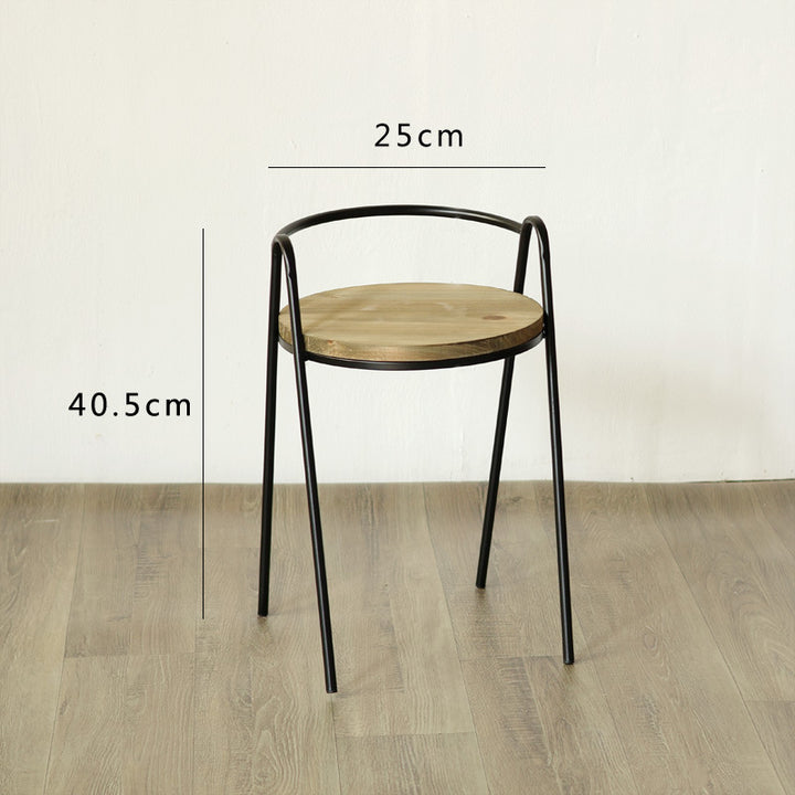 Modern stool with wooden seat and metal frame
