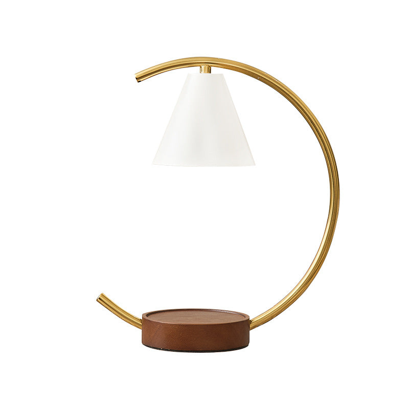 Crescent Arc Table Lamp with Leather Base