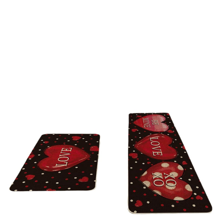 Heart-Themed Kitchen Runner Mat