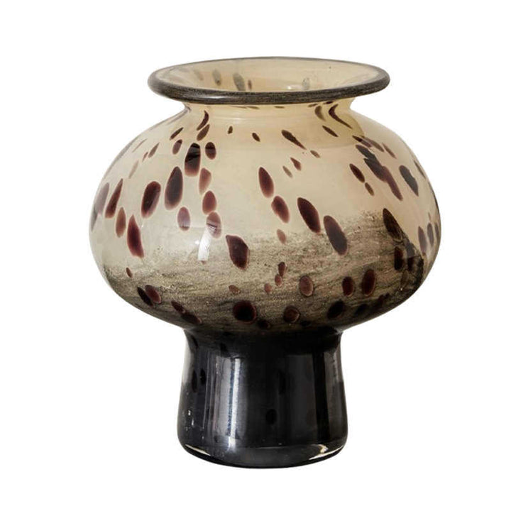 Hand-Blown Spotted Mushroom-Shaped Decorative Glass Vase