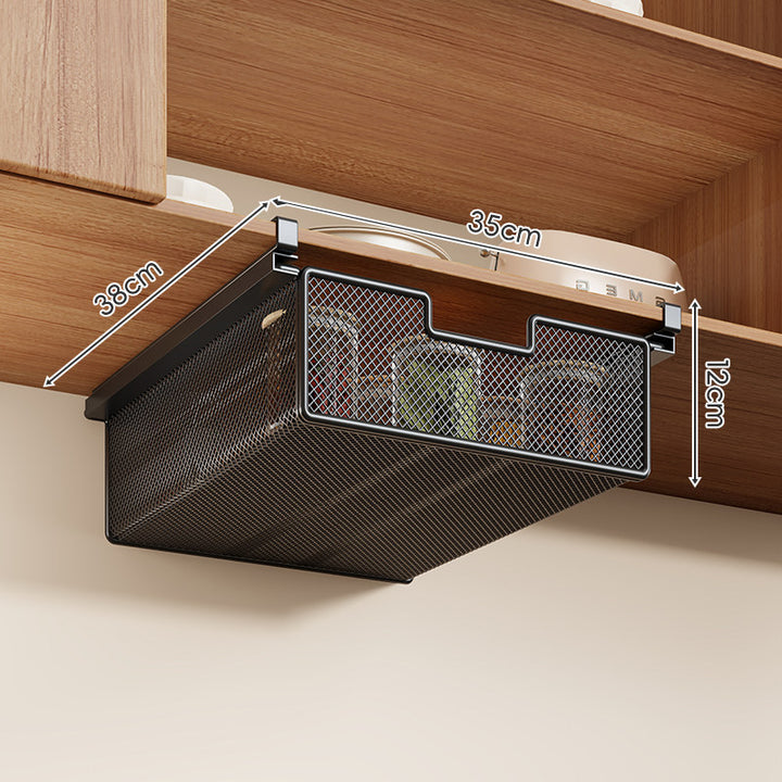 Clip-On Under-Shelf Slide-Out Mesh Storage Basket Organizer