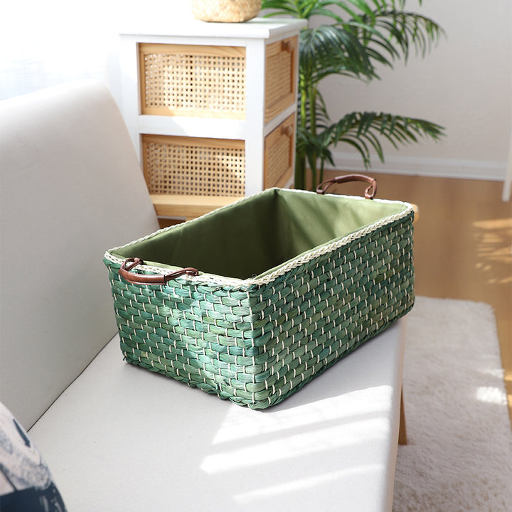 Handcrafted organizer basket with two handles