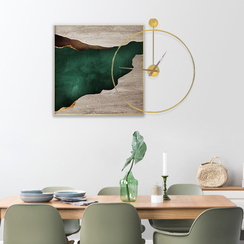 Artistic Wall Clock and Framed Abstract Artwork