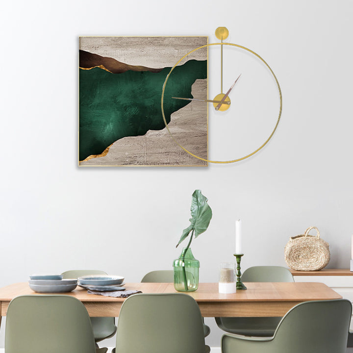 Artistic Wall Clock and Framed Abstract Artwork