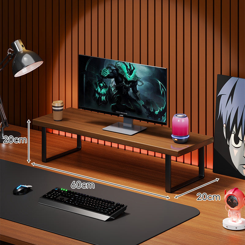 Solid Wood Monitor Riser Desk Shelf with Metal U-Leg Support