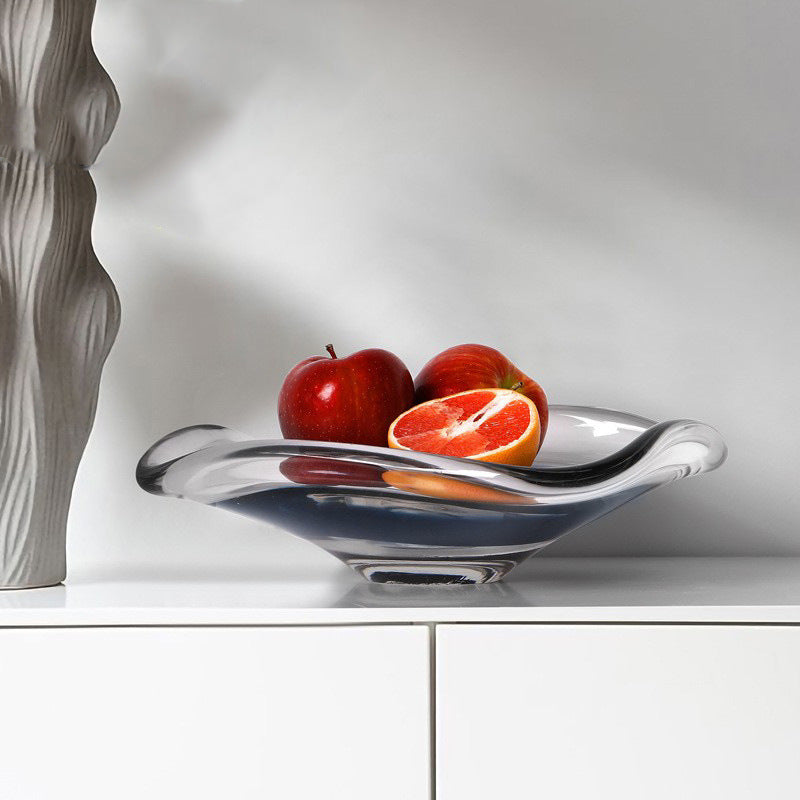 Sculptural Blown Glass Wave-Edged Decorative Centerpiece Bowl