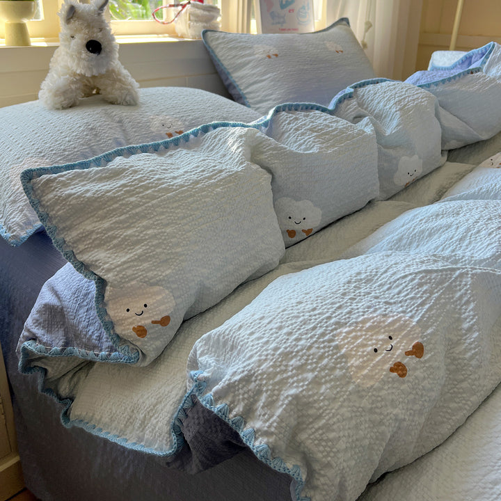 Playfully Embroidered Quilt Cover Set