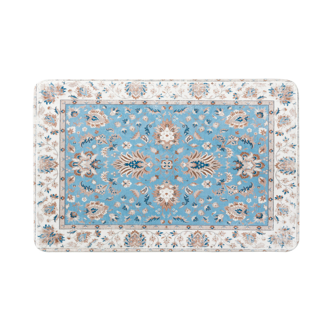 Oriental rug in Persian medallion style, machine-knotted short pile rug