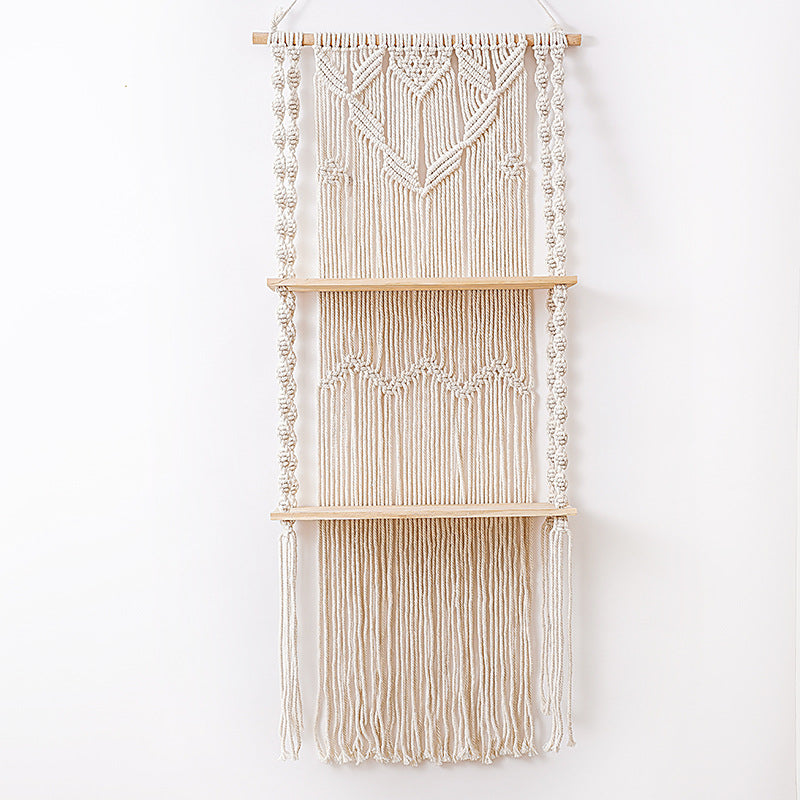 Macrame Wall Organizer with Shelves