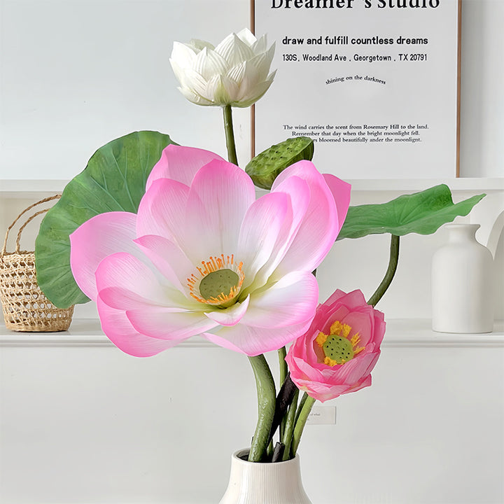 Elegant Faux Lotus Flower Stem