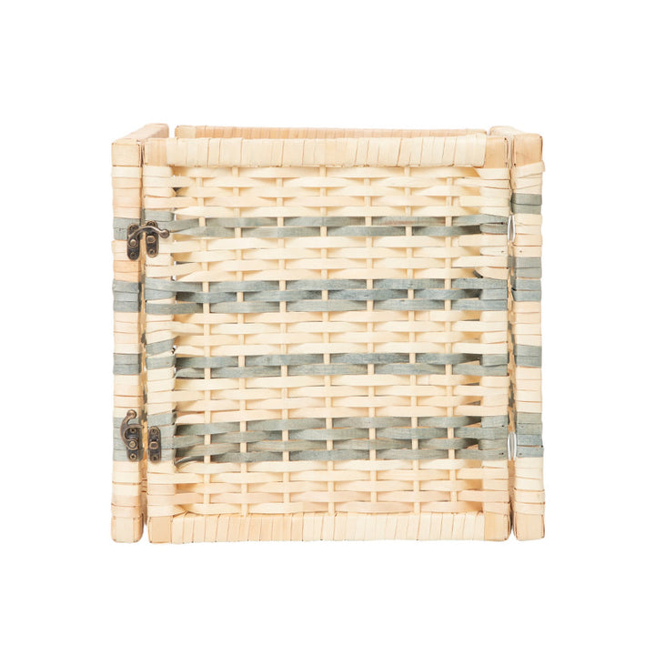 Woven storage basket with removable lid