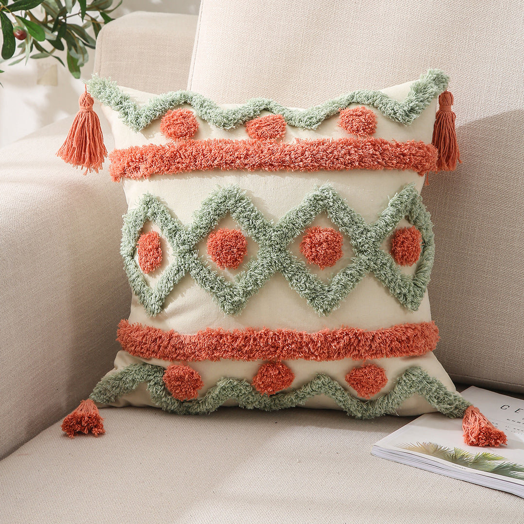 Geometric Textured Decorative Pillow