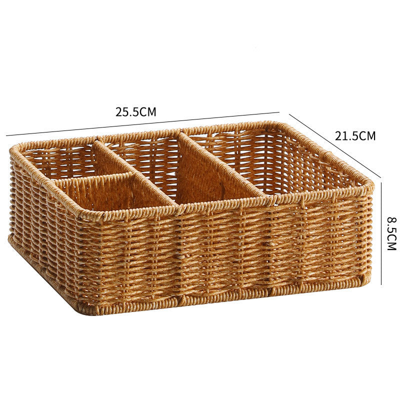 Multi-Sectional Woven Storage Basket