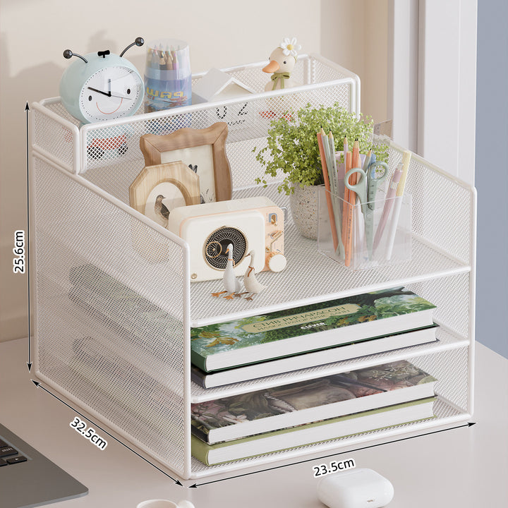 Multi-tier mesh desktop organizer with document holders